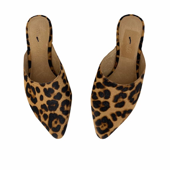 the remi mule in leopard calf hair